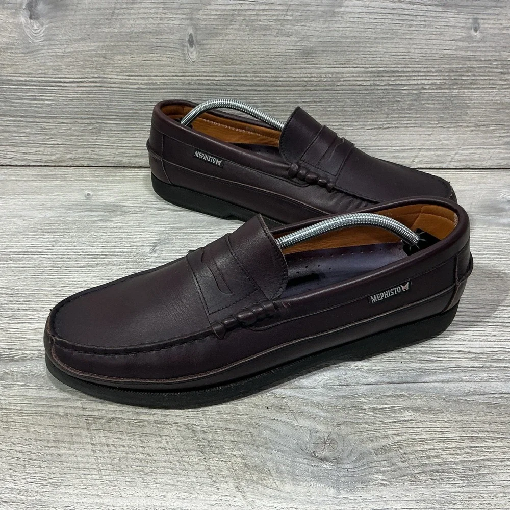 Mephisto Cap Vert Spinnaker Boat Shoes Men's Size 12 Wine Slip on Penny Loafers